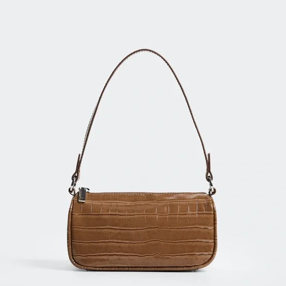 Mango Tan Crocodile-Embossed Shoulder Bag - Picture 4 of 4